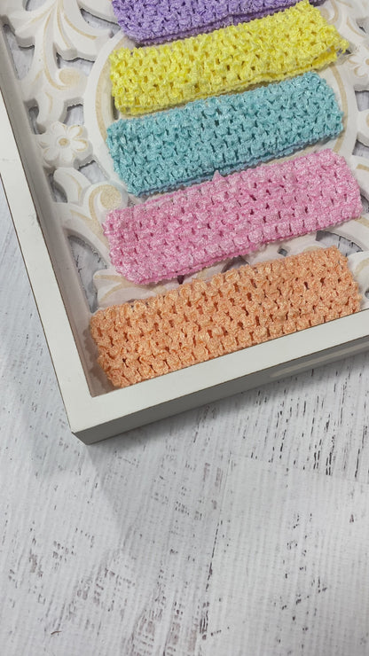 Pastel Rainbow 1.5" Crochet Headbands Variety Pack (6)