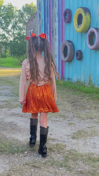 pumpkin sequin skirt and football video