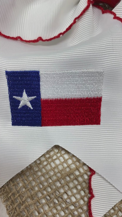 Texas Flag Moonstitch Hair Bow