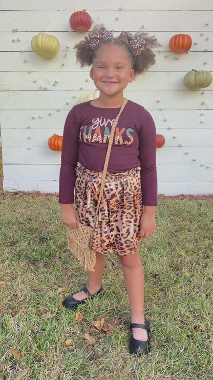 Give Thanks Animal Print Skirt Set