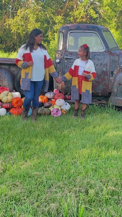 mom & me candy corn cardigan video