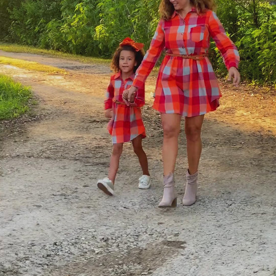 Autumn hues plaid dress mom and me video