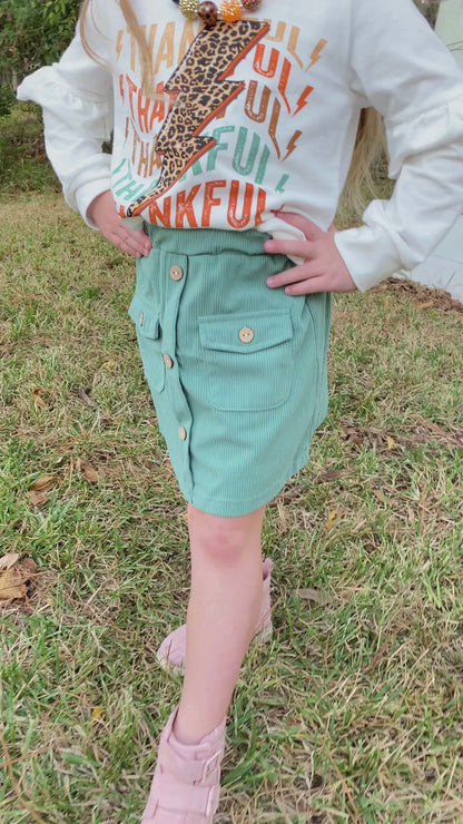 Aqua Button Down Skirt