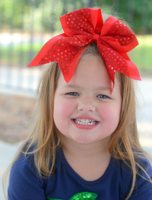 Red Sequin Cheer Bow