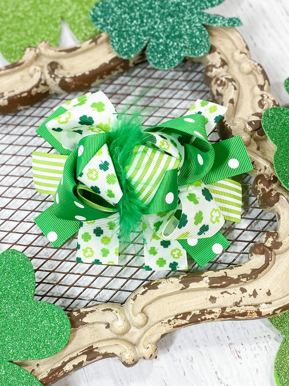 Shamrock Spirit Marabou Hair Bow 