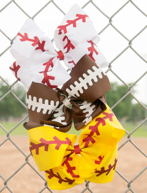 Sports bows shown on fence in 3 styles